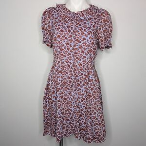Madewell Floral Print Dress in Red and White